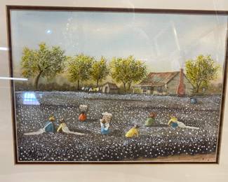 20th century, watercolor cotton pickers