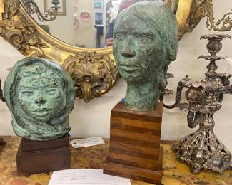 Two fabulous bronze bust by Carl Lewis Pappe born 1900 to 1998 signed a numbered