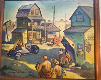 Roger Wolcott 1939 federal art project oil on canvas Hampton Beach