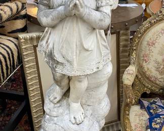 Early 19th century Marble Angel on iron pedestal in excellent condition