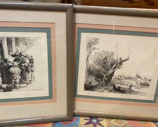 Two Rembrandt etchings