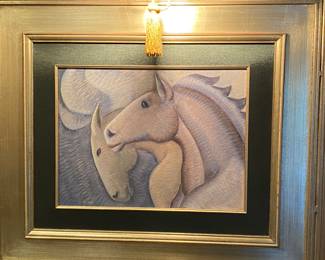 Mid-century modern or earlier possibly 1920s 1930s oil on canvas custom framed.