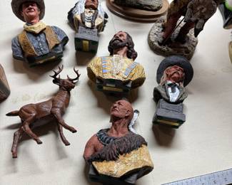 D Monfort Original Bust Sculptures including Sitting Bull, Buffalo Bill, John Wayne, Black Hawk, Jim Baker, Standing Indian and Remington's Cowboy Buster