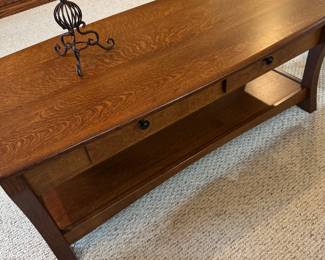 Arts & Crafts beautiful figured oak coffee table 48"X22" maybe Tiger Oak