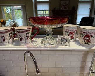 Holiday and other vintage glassware - lots of different American vintage glass not shown