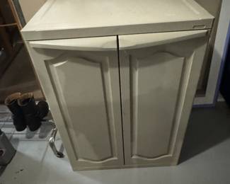 plastic storage bin with doors