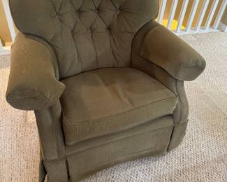 La-Z-Boy green/brown tufted back fabric rocker