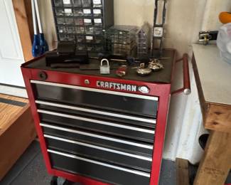 Craftsman rolling tool chest with other tools and items