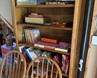 Oak bookcase - games & books