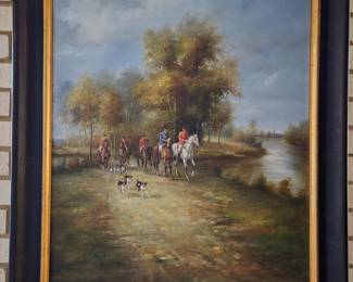 Beautiful large framed equestrian painting