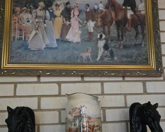 Framed equestrian painting