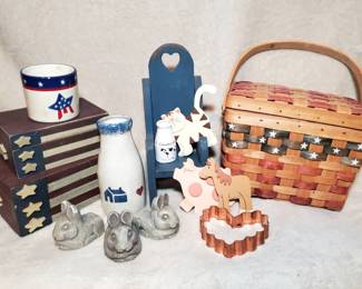 Americana, Country Home Decor, Ceramics, Basket, Boxes