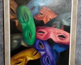 Mardi GrasSigned Original Oil Painting by Arthur Rustigian Circa 1960s