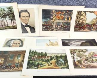 Vintage Currier  Ives Book Page Prints E