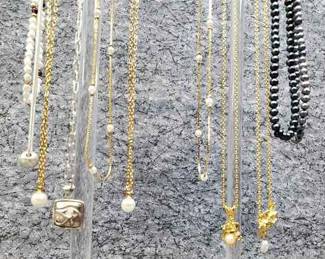 NecklacesFaux Pearls, Pendants, Silver and Gold Tone Mix