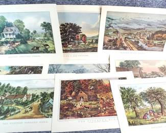Vintage Currier  Ives Book Page Prints B