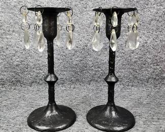 Illuminations Candlestick PairMetal with Crystal Prisms