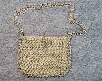 Gold Tone Chain Link Chain Mail Purse