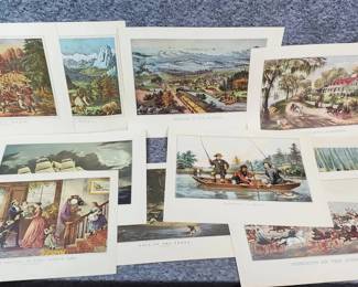 Vintage Currier  Ives Book Page Prints F
