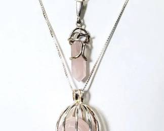 Sterling Silver  Rose Quartz Necklaces