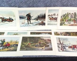 Vintage Currier  Ives Book Page Prints D