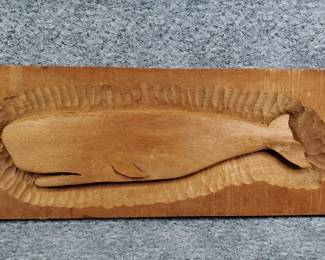 Carved Wood Whale Plaque