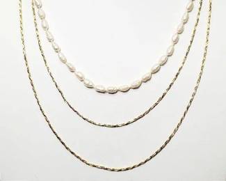 14K Gold Chains, Fresh Water Pearls