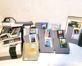 1980s Nintendo Console, Controllers, Games Including Gold Zelda