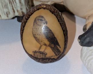 Scrimshaw nut carving