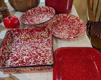 Red and white Splatter Enamelware