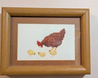 Hen & chicks embroidery
