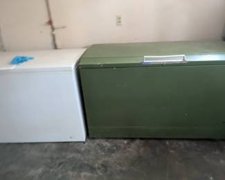Freezer : white one in working condition ; green one not plugged in