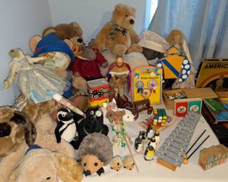 Vintage dolls, toys and stuffed animals