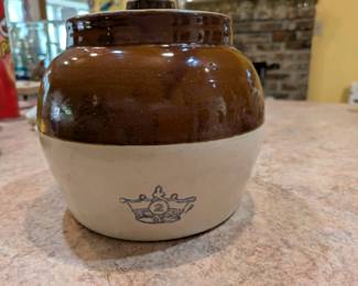 Blue Crown Stoneware Crock