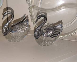 Pair of swan salt cellars