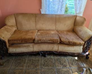 Antique carved wood sofa