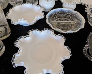 Fenton Silver Crest Milk glass serving dishes