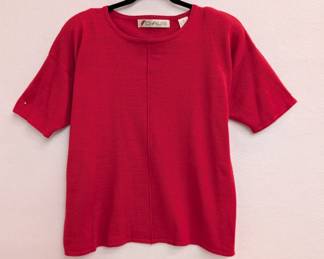 Chaus red wool blend short sleeve top, size S