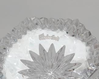 Closeup of one of two signed Waterford Crystal paperweights, a starfish and a diamond
