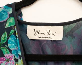 Closeup of Diane Freis silk chiffon beaded dress