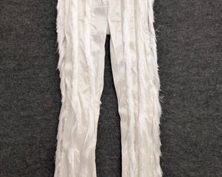 Love Highlight women's white vertical fringe striped drawstring pants size S