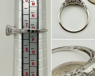 More views of the 1930s classic Art Deco 18k white gold and diamond ring