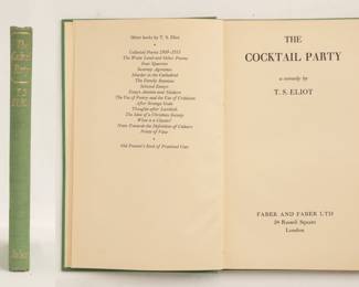 The Cocktail Party by T.S. Elliot, 1951 hardcover published by Faber and Faber Ltd, London
