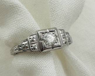 A 1930s classic Art Deco 18k white gold and diamond ring
