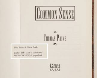 Common Sense by Thomas Paine, hardcover, 1995 Barnes & Noble Books