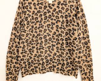 Cynthia Rowley 2-ply Cashmere leopard print long sleeve pullover sweater