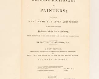 Inside page of A General Dictionary of Painters by Matthew Pilkington, hardcover, 1841, printed in London for Thomas Tegg