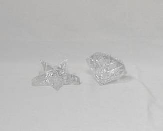 Two signed Waterford Crystal paperweights, a starfish and a diamond