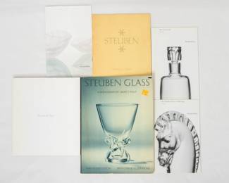 Steuben Glass Holiday 2004 catalog, Steuben Glass spring 1996 catalog, Steuben Glass 2003 The Perfect Gift catalog, Steuben Glass 2003 One Hundred Years of Collecting catalog, Steuben Glass A Monograph by James S. Plaut, hardcover, third revised edition