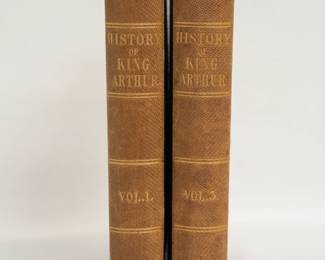 19th century hardcovers of La Mort d'Arthure The History of King Arthur and the Knights of the Round Table, first edition, Library of Old Authors, Compiled by Sir Thomas Malory, edited and with introduction by Thomas Wright. Volumes 1 and 3. Edited from the text of the edition of 1634, publisher John Russell Smith, London, 1858